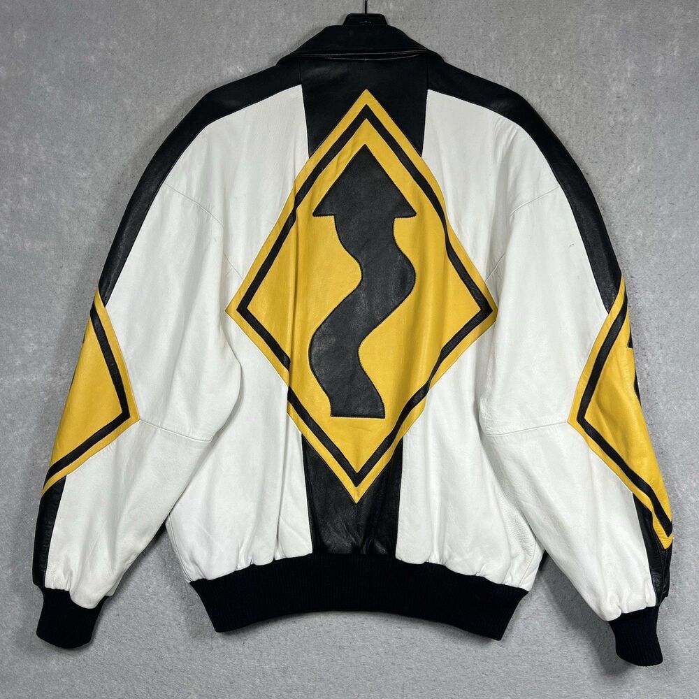 Vintage Michael Hoban HOBO North Beach Leather Jacket Bomber Street Sign MEDIUM